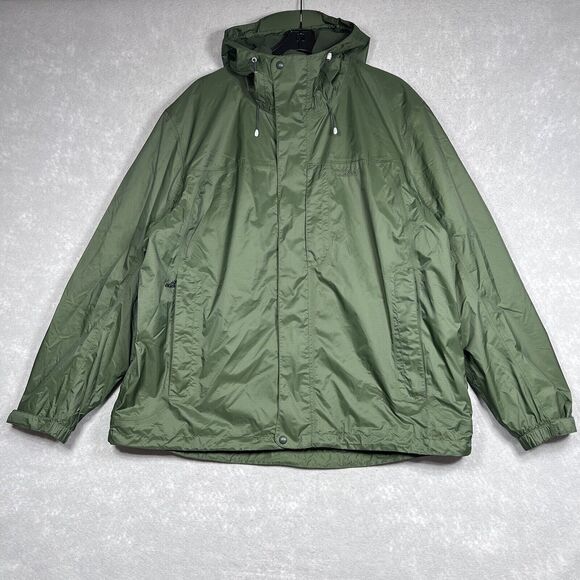 L.L. Bean Jacket Mens Sz XXL Green Trail Model Hooded Rain Loose Fit Full Zip - Picture 1 of 11